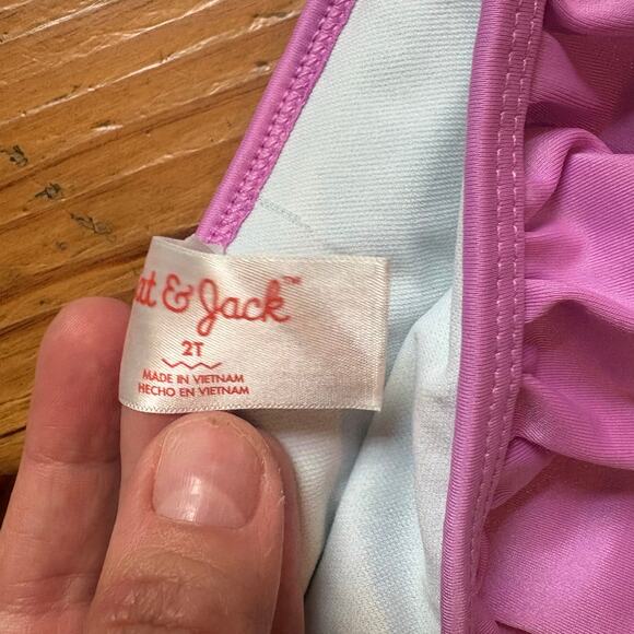 Cat & Jack teal mermaid rash guard two piece ruffle swimsuit SIZE 2T - Picture 4 of 6